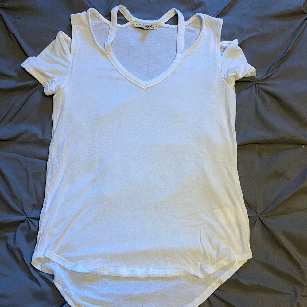 Express Size XS White Short Sleeve Shirt